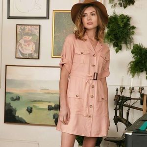 Drop Shoulder With Saist Tie Belted Dress